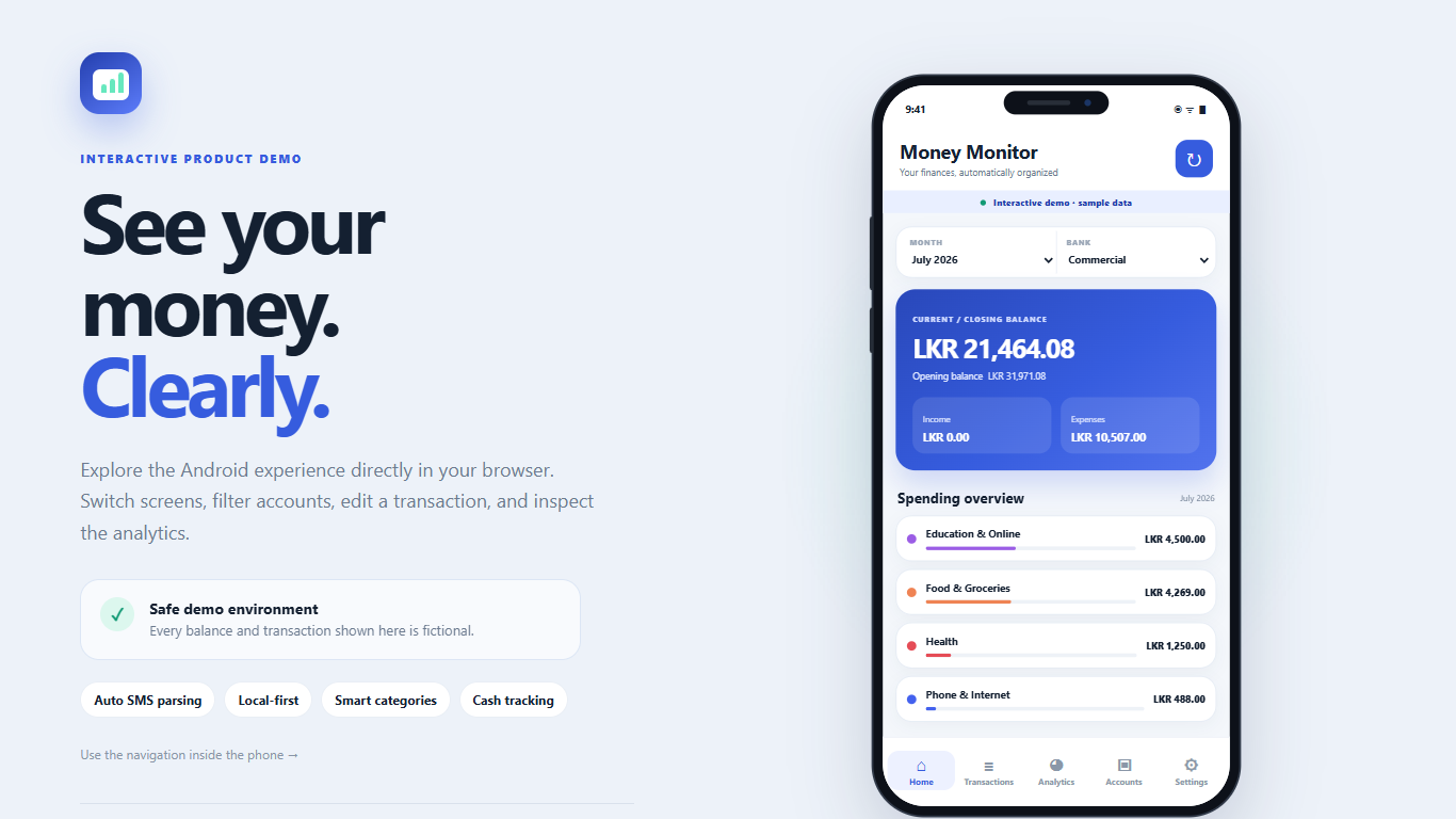 Bank Balance Monitor app preview